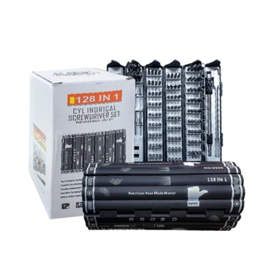 Kit de Tournevis de Précision 128 en 1 – Coffret Cylindrique Professionnel pour Réparation Électronique