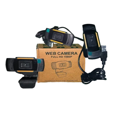 Webcam Full HD 1080P Haute Qualité – Noir & Jaune (Compatible Windows & Mac)